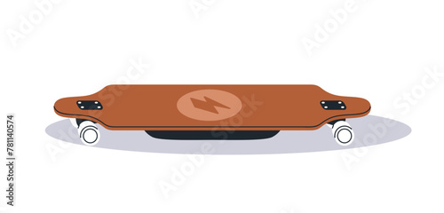 Electric longboard, motor skateboard. Eco-friendly urban transport. Modern el...