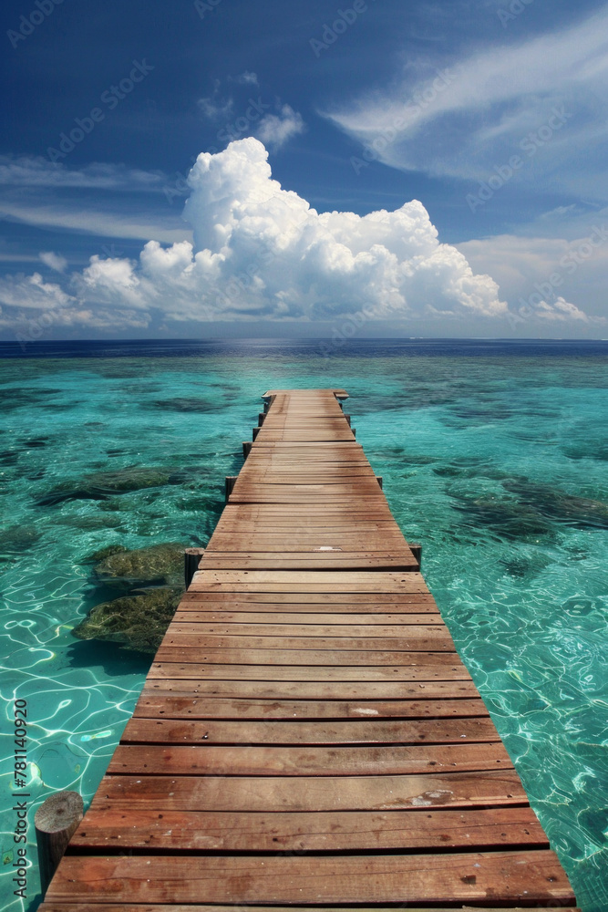 A pier on crystal clear ocean