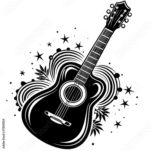 guitar and music notes
