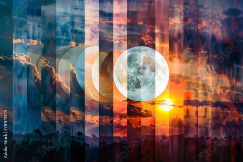 Diverse Time of Day Montage Spanning Sunrise to Full Moon