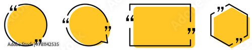 Yellow quote bubbles set. Can use for comment, title, citation, chat, blog, note, mark and info ilustration