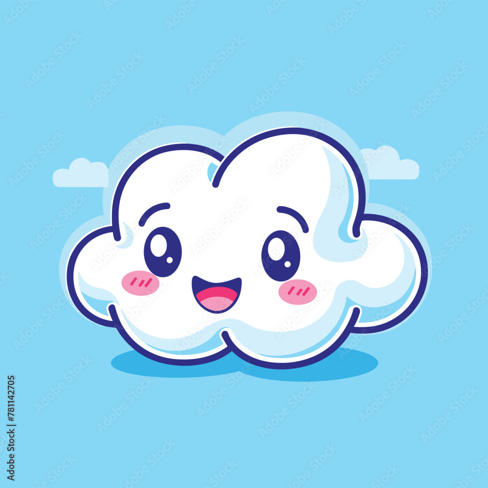 Cute kawaii cloud cartoon mascot character vector illustration Cute kawaii cloud cartoon mascot character vector illustration