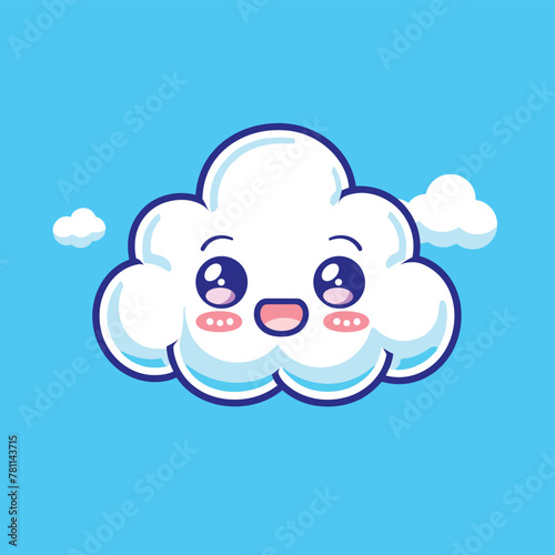Cute kawaii cloud cartoon mascot character vector illustration © umut hasanoglu