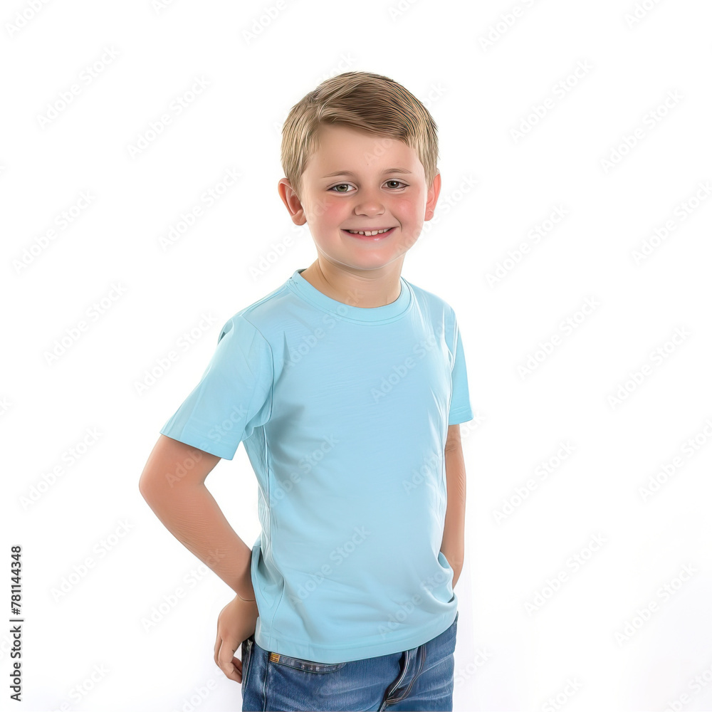 Smiling boy standing on blue background
Smiling boy standing on blue background