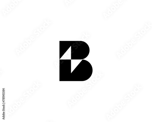 A letter B from abstract geometric shapes and lightning inside. Creative  monogram.