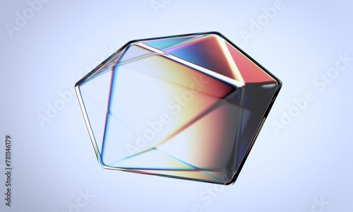 Abstract iridescent shape, colorful crystal, 3d render