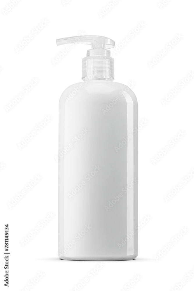 White clean unbranded dispenser cosmetics bottle isolated. Transparent PNG image. White clean unbranded dispenser cosmetics bottle isolated. Transparent PNG image.