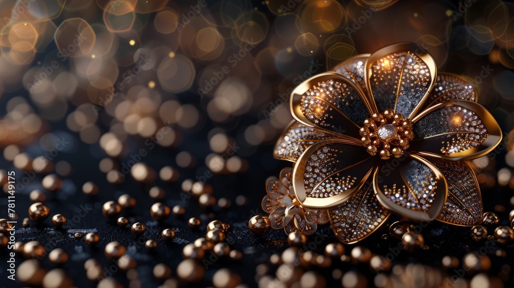 Fototapeta premium A closed up luxurious jewelry advertisement in the jewelry industry.