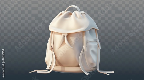 Detailed modern mockup of a schoolbag with drawstrings isolated on transparent background. photo