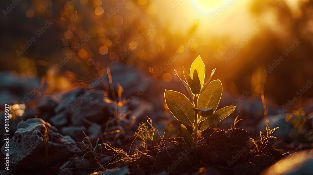 Plant in sunlight. Generative AI