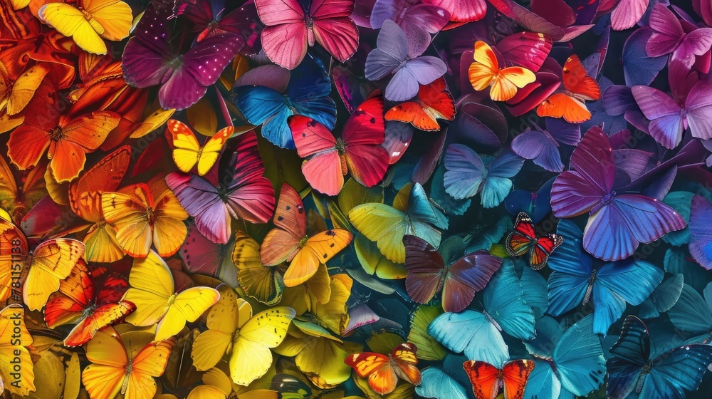 Rainbow butterfly pattern. Generative AI