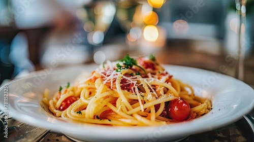 Spaghetti alla Amatriciana. Generative AI photo