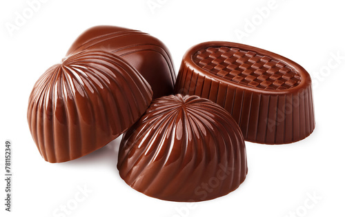 mix of chocolate candies sweets isolated on white background. clipping path