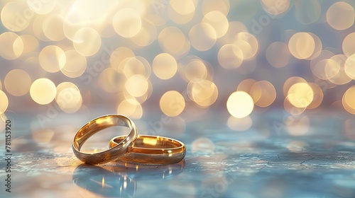Wedding rings bokeh. Generative AI