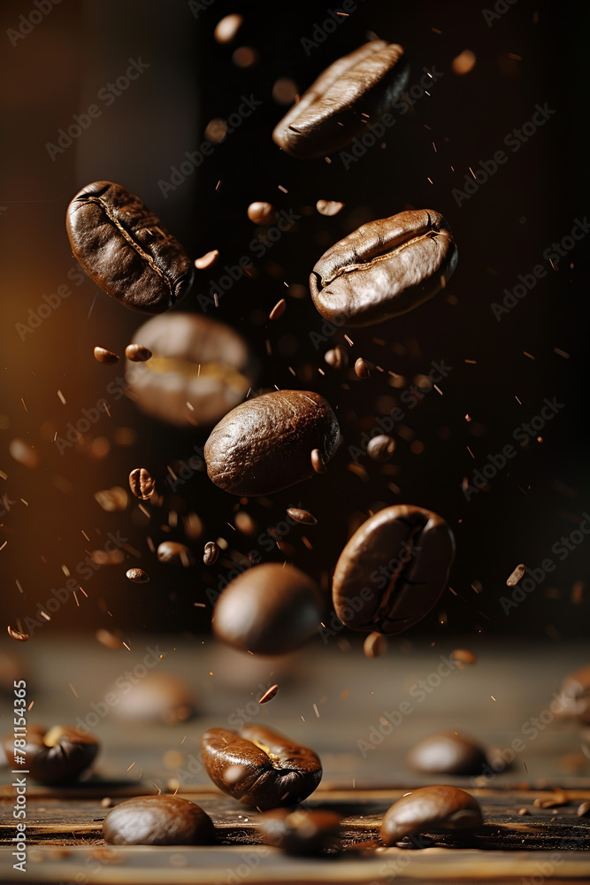 Flying, falling coffee beans