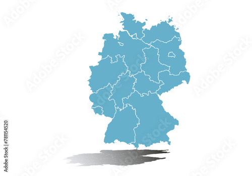 Mapa azul de Alemania en fondo blanco. photo