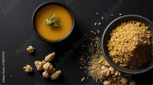 Asafoetida (Hing) on a black background. photo