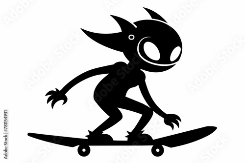  vector--alien-playing-skateboard-silhouette