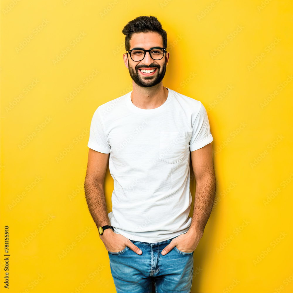 Smiling man on mint background
Smiling man on mint background