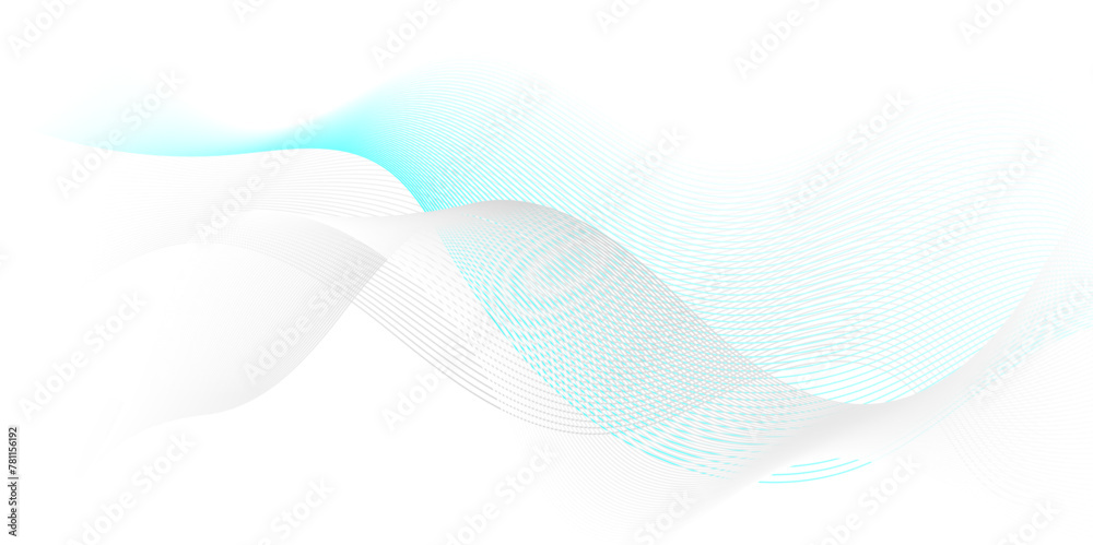 	
Vector Abstract crave wavy thin blend line on blue and white gradient Technology, data science, geometric border. Isolated on white wave element for design background.