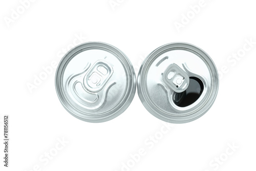 PNG,Top view of tin cans for drinks, isolated on white background