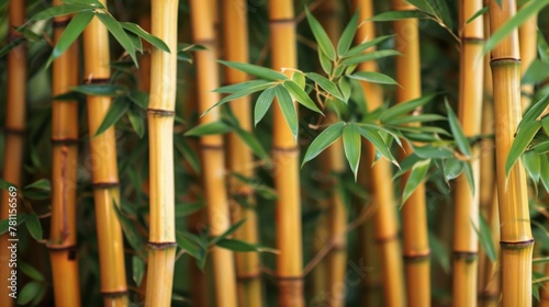 Close up of vibrant green bamboo leaves