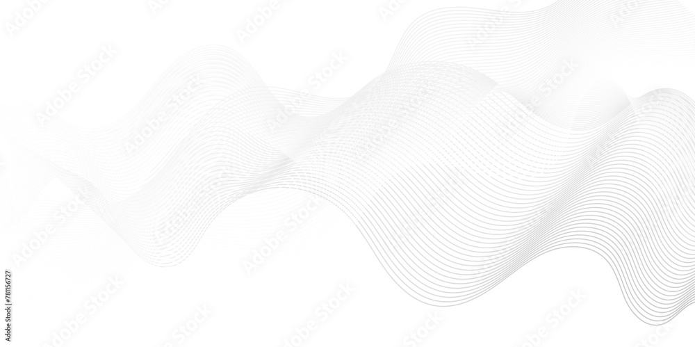 Vector Abstract crave wavy thin blend line on gray and white gradient Technology, data science, geometric border. Isolated on white wave element for design background.