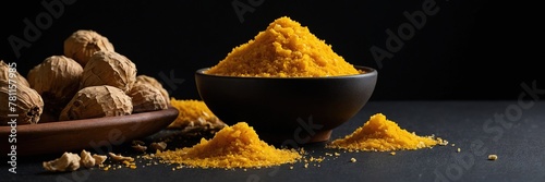 Asafoetida (Hing) on a black background. photo