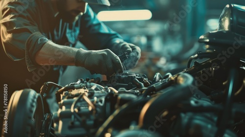 Mechanic Repairing Engine