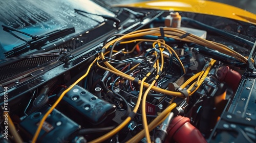 A main wiring harness being carefully routed through the chassis of a race car, emphasizing the importance of lightweight design and optimal performance in motorsports.