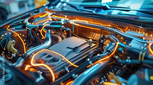 A main wiring harness being fed through the interior of a passenger vehicle, illustrating the integration of electrical systems into modern automotive design.