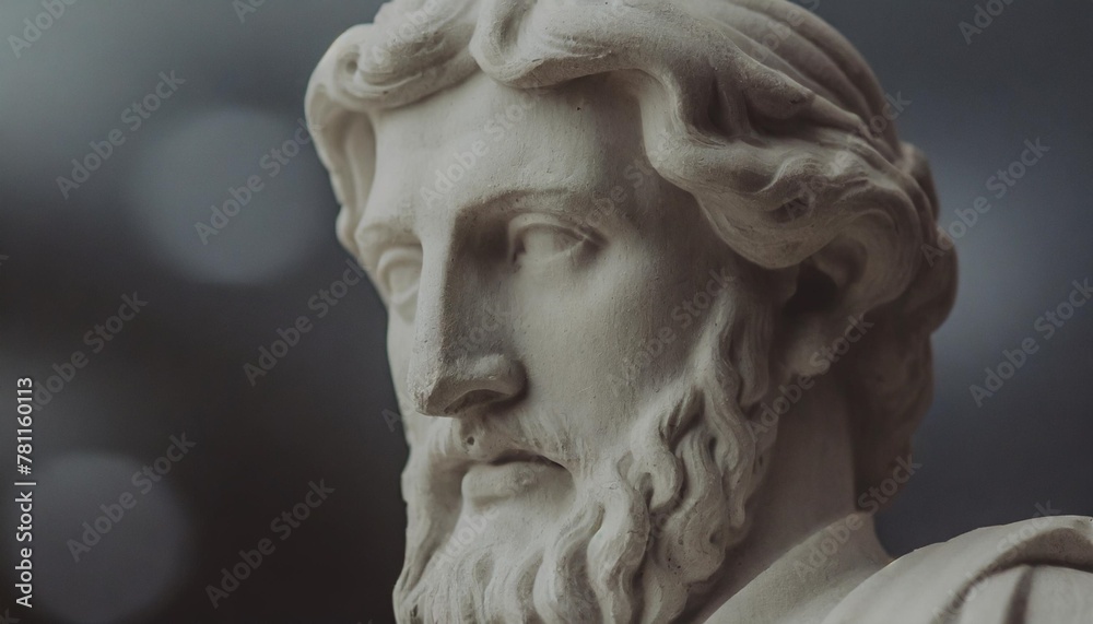 ancient greek philosopher statues philosophy blurred background