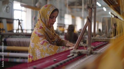 Textile Workers Operating Looms