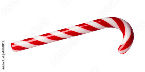 Mint hard candy cane striped in Christmas colours isolated on a white background. Closeup. photo