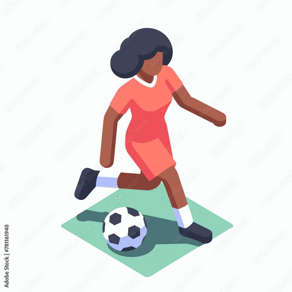 Football Player Black Woman Isometric Minimal Cute Character, Wearing Headphones and Hold Game Controller, Cartoon Clipart Vector illustration, isolated on White background Football Player Black Woman Isometric Minimal Cute Character, Wearing Headphones and Hold Game Controller, Cartoon Clipart Vector illustration, isolated on White background