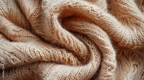 Close up of a cozy, textured knit sweater.