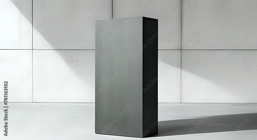 schwarze Säule vor einer Beton Wand schwarze Säule vor einer Beton Wand
