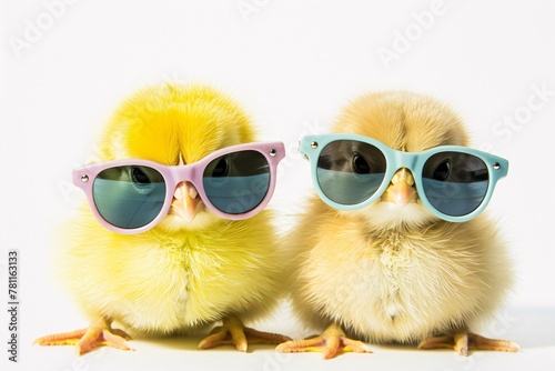 two chicks wearing sunglasses