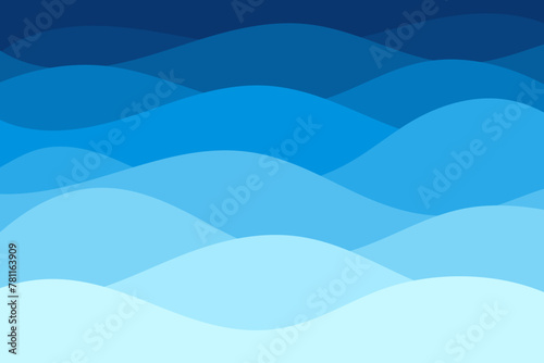 Blue waves pattern. Summer lake wave lines, beach waves water flow curve abstract landscape, vibrant silk textile texture vector seamless background
