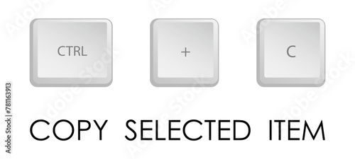 Copy key combination. Keyboard shortcut for quickly executing command in operating system. Isolated vector on white background