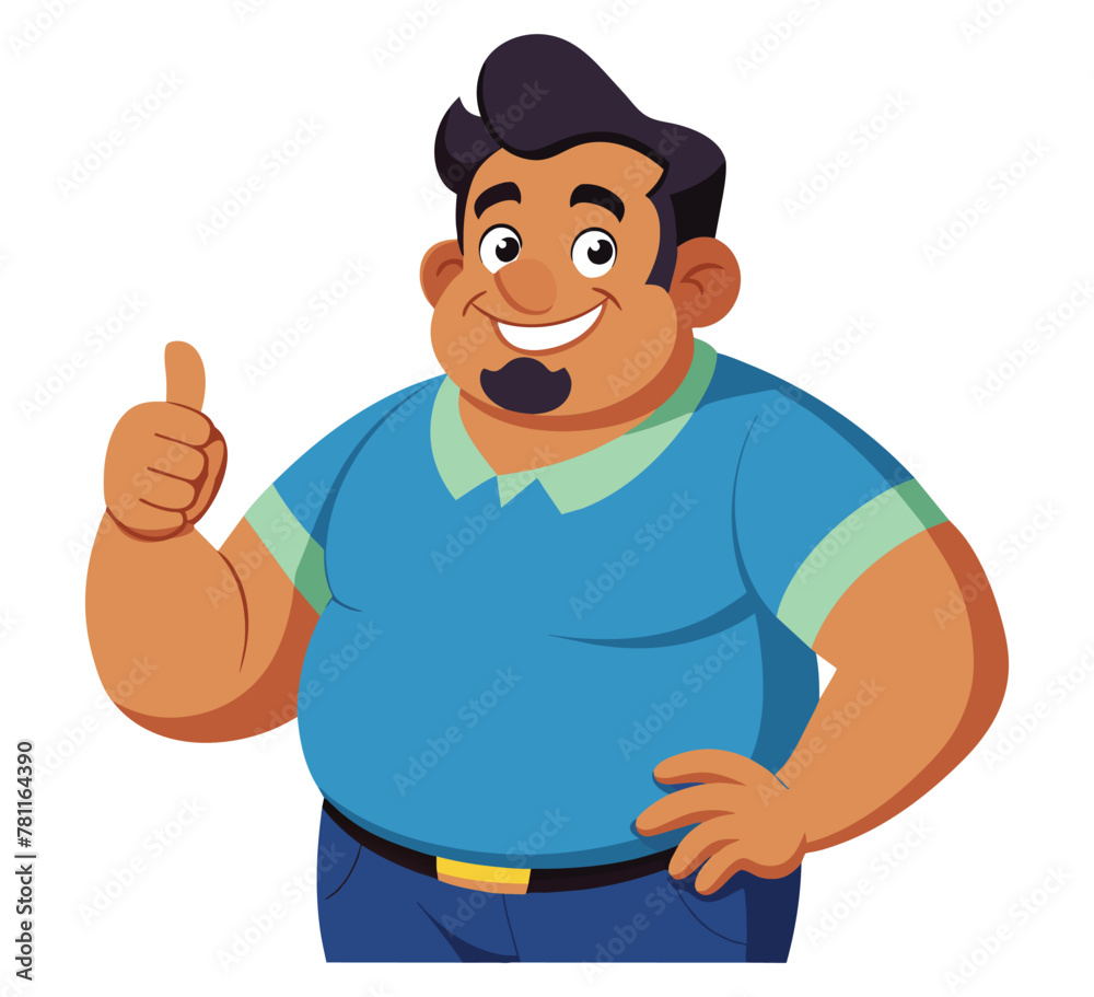 Enthusiastic latina man with a thumbs-up gesture, Positive affirmation vector cartoon illustration.
