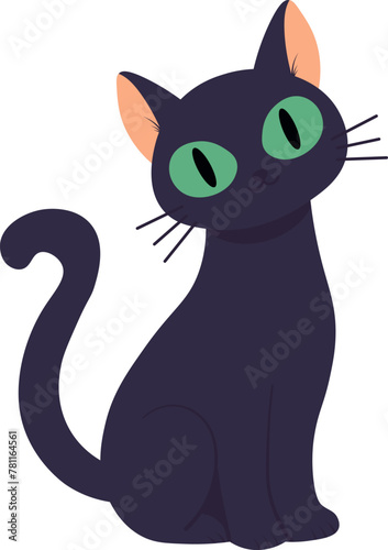 Cat with green eyes. Vector Halloween illustration