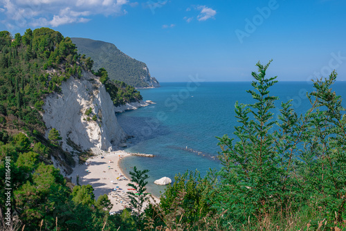 Beach of the Two Sisters in Italy, Numana. Beautiful view of the popular sea beach.