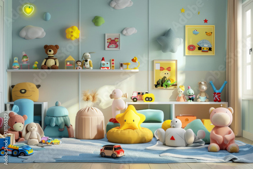 A child's room filled with toys photo