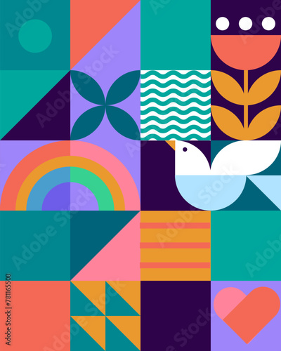 abstract love and peace  poster with dove