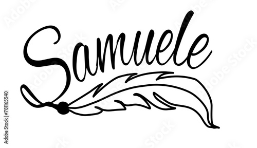 Samuele - black color - name written - Word with feather for websites, baby shower, greetings, banners, cards-shirt, sweatshirt, prints, cricut, silhouette, sublimation
