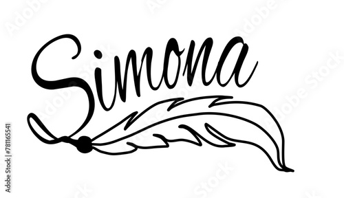 Simina - black color - name written - Word with feather for websites, baby shower, greetings, banners, cards-shirt, sweatshirt, prints, cricut, silhouette, sublimation