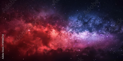 background with space, Clouds streak across the red Milky Way, galaxy with stars on night starry sky Panorama view universe space, red nebula 