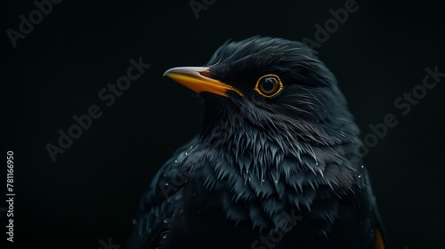 AI generated illustration of a black bird on a black background © Wirestock