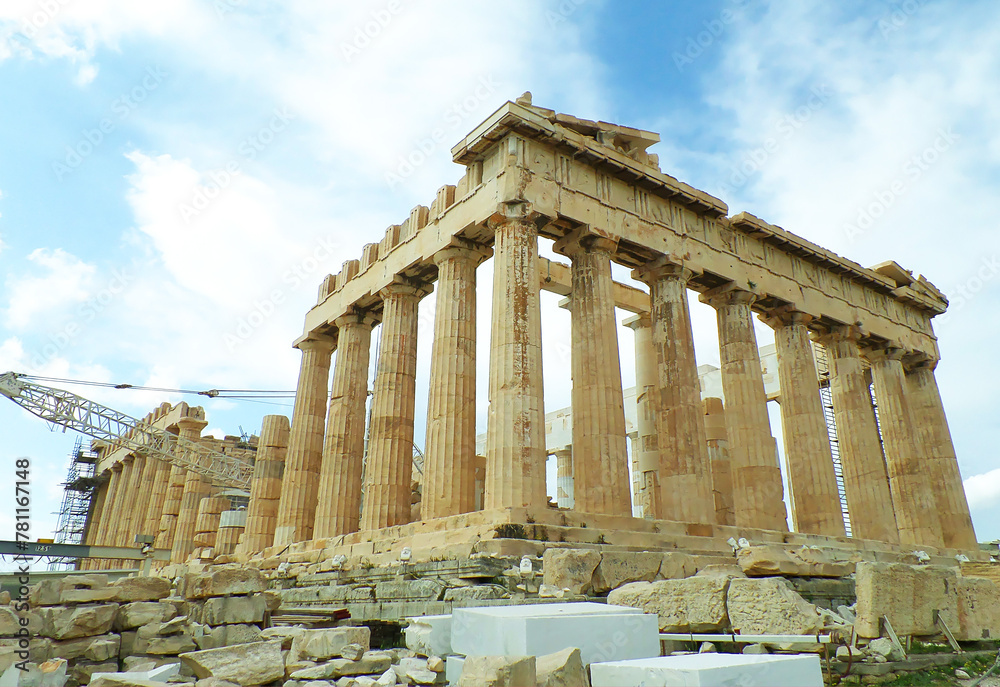 Obraz premium Incredible Parthenon Ancient Greek Temple, an Iconic Sanctuary on the Acropolis of Athens, Greece
